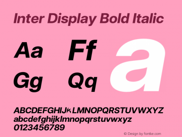 Inter Display Bold Italic Version 3.016;git-4cb8acb75图片样张