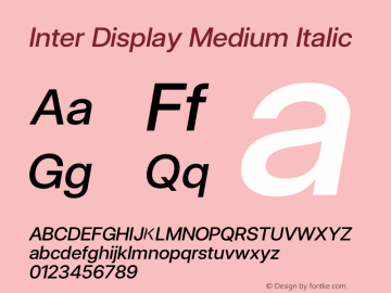 Inter Display Medium Italic Version 3.016;git-4cb8acb75图片样张