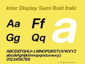 Inter Display Semi Bold Italic Version 3.016;git-4cb8acb75图片样张