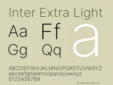 Inter Extra Light Version 3.017;git-08b277b76 Font Sample