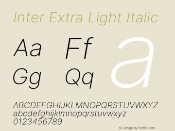 Inter Extra Light Italic Version 3.017;git-08b277b76图片样张