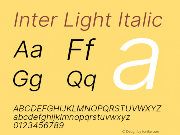 Inter Light Italic Version 3.017;git-08b277b76图片样张