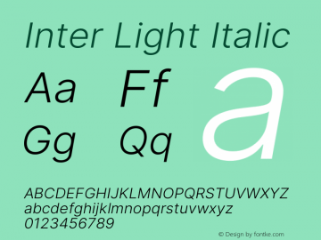 Inter Light Italic Version 3.017;git-08b277b76图片样张