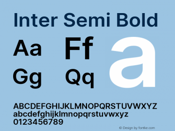 Inter Semi Bold Version 3.017;git-08b277b76 Font Sample