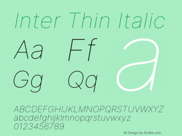 Inter Thin Italic Version 3.017;git-08b277b76图片样张