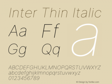 Inter Thin Italic Version 3.017;git-08b277b76图片样张