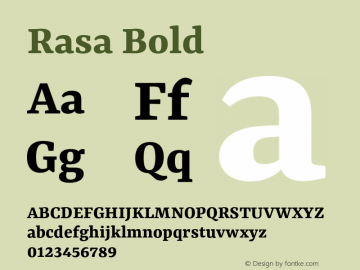 Rasa Bold Version 2.000 Font Sample