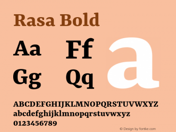 Rasa Bold Version 2.000; ttfautohint (v1.8.3) Font Sample