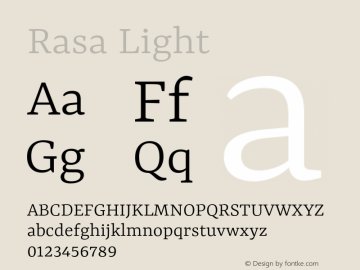 Rasa Light Version 2.000 Font Sample