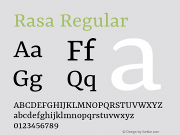Rasa Regular Version 2.000; ttfautohint (v1.8.3) Font Sample