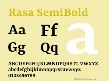 Rasa SemiBold Version 2.000 Font Sample
