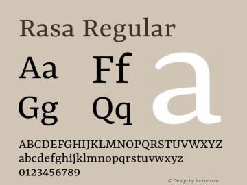 Rasa Regular Version 2.000 Font Sample