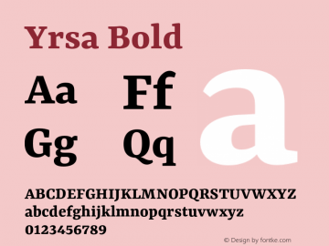 Yrsa Bold Version 2.000 Font Sample