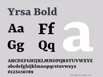 Yrsa Bold Version 2.000; ttfautohint (v1.8.3) Font Sample