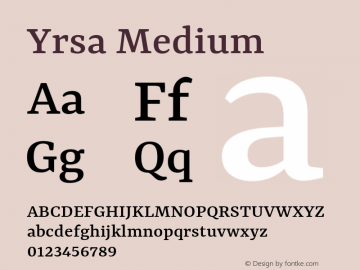 Yrsa Medium Version 2.000; ttfautohint (v1.8.3) Font Sample