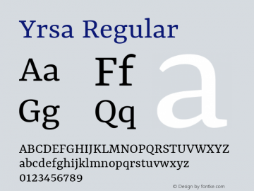 Yrsa Regular Version 2.000; ttfautohint (v1.8.3) Font Sample