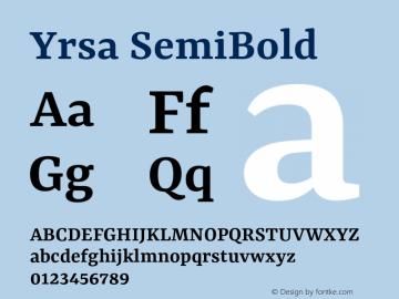 Yrsa SemiBold Version 2.000 Font Sample