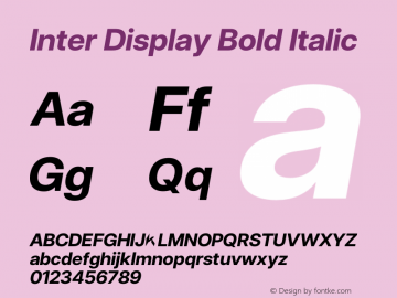 Inter Display Bold Italic Version 3.017;git-08b277b76图片样张