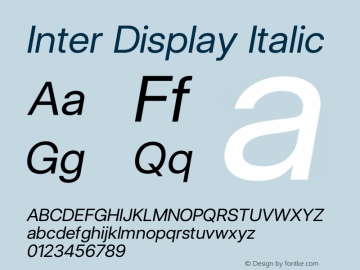 Inter Display Italic Version 3.017;git-08b277b76图片样张