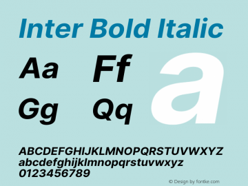Inter Bold Italic Version 3.018;git-588b23468图片样张