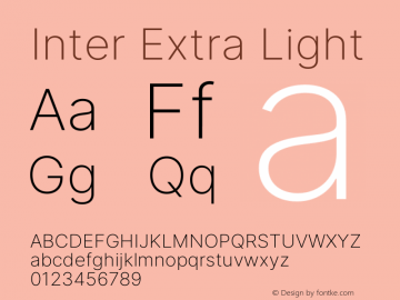 Inter Extra Light Version 3.018;git-588b23468 Font Sample