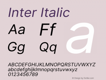 Inter Italic Version 3.018;git-588b23468 Font Sample