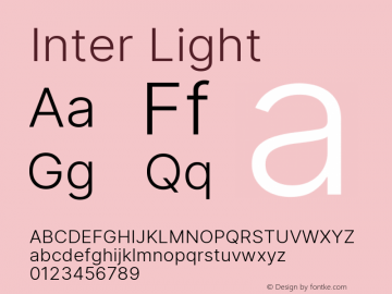 Inter Light Version 3.018;git-588b23468 Font Sample