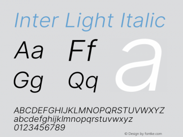 Inter Light Italic Version 3.018;git-588b23468图片样张