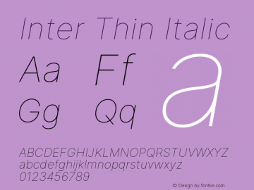 Inter Thin Italic Version 3.018;git-588b23468图片样张