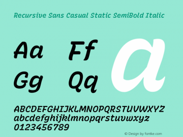 Recursive Sans Casual Static Font,recursive Sn Csl St Smb Italic Font 