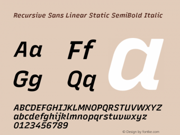 Recursive Sn Lnr St SmB Italic Version 1.078;hotconv 1.0.112;makeotfexe 2.5.65598图片样张