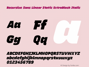 Recursive Sn Lnr St XBk Italic Version 1.078;hotconv 1.0.112;makeotfexe 2.5.65598图片样张