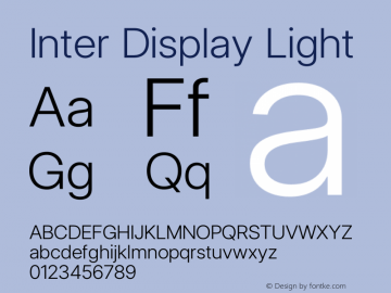 Inter Display Light Version 3.018;git-588b23468 Font Sample