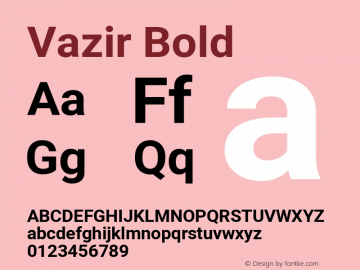 Vazir Bold Version 28.0.0 Font Sample