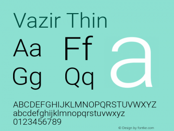 Vazir Thin Version 28.0.0 Font Sample