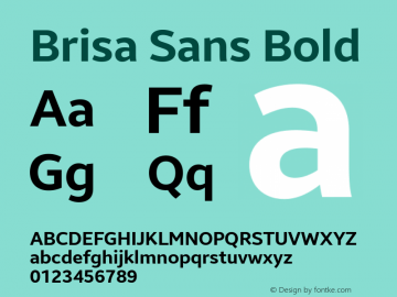 Brisa Sans Bold Version 1.102;March 29, 2021;FontCreator 13.0.0.2655 32-bit; ttfautohint (v1.6)图片样张