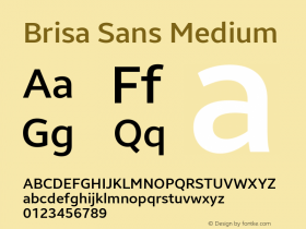 Brisa Sans Medium Version 1.101;March 29, 2021;FontCreator 13.0.0.2655 32-bit; ttfautohint (v1.6) Font Sample