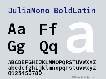 JuliaMono BoldLatin Version 0.037; ttfautohint (v1.8) Font Sample