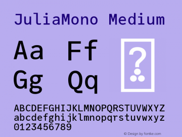 JuliaMono Medium Version 0.037; ttfautohint (v1.8) Font Sample