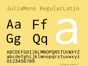 JuliaMono RegularLatin Version 0.037; ttfautohint (v1.8)图片样张