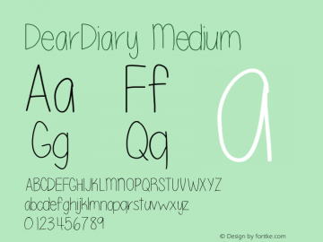 DearDiary Version 001.000 Font Sample