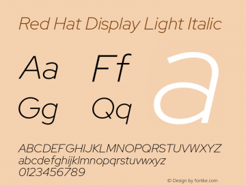 Red Hat Display Light Italic Version 1.010图片样张
