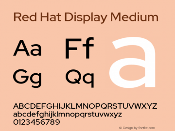 Red Hat Display Medium Version 1.010; ttfautohint (v1.8.3) Font Sample