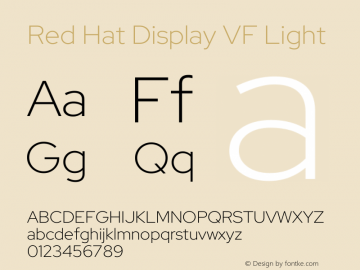 Red Hat Display VF Light Version 1.010 Font Sample