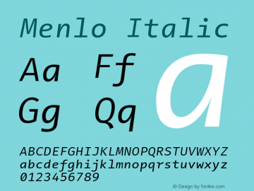 Menlo Italic Version 5.002;squirrel图片样张