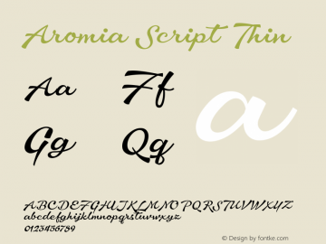 Aromia Script Thin Version 1.000;FEAKit 1.0 Font Sample