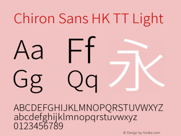 Chiron Sans HK TT Light Version 2.035;hotconv 1.0.118;makeotfexe 2.5.65603图片样张