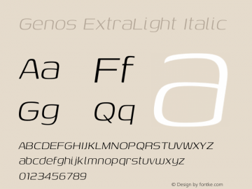 Genos ExtraLight Italic Version 1.001图片样张