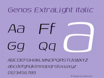 Genos ExtraLight Italic Version 1.001; ttfautohint (v1.8.3)图片样张