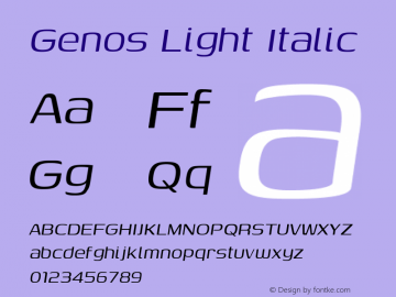 Genos Light Italic Version 1.001; ttfautohint (v1.8.3)图片样张